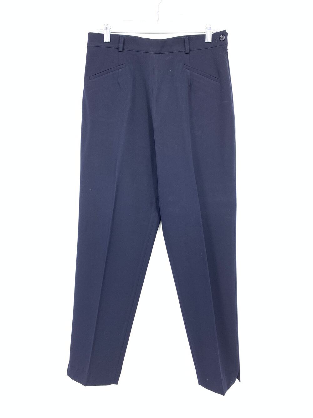 VTG Fabrizio Gianni Tapered Leg Dress Pants Side Zip Womens Sz 12 Navy Blue